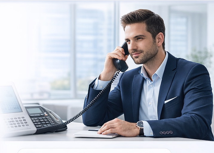 Business professional using existing office phone infrastructure